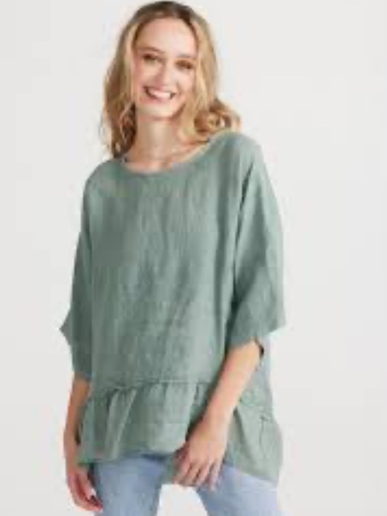 Jane and Delancey Tops - Jane and Delancey Light Sage Peplum Top